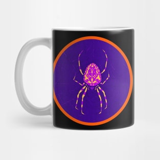 Halloween Spider In An Invisibile Web, Vintage Woodcut Style Mug